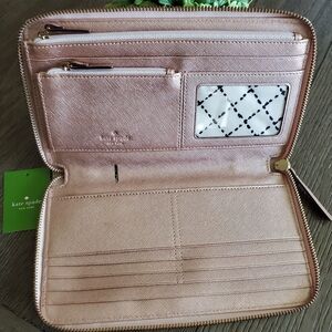Kate spade talla newbury lane rose gold travel large jumbo oversized wallet
